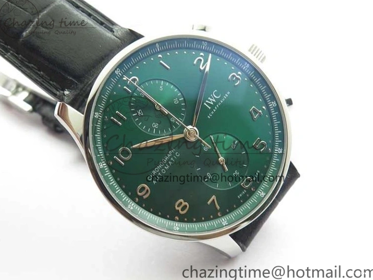 MIROTIME 0520 Elegant Portuguese IW371615 ZF 1:1 Best Edition SS Green Dial on Black Leather Strap A96355 V 7081